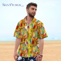 Custom Short Sleeve Casual Mens Blouse Printed Shirt